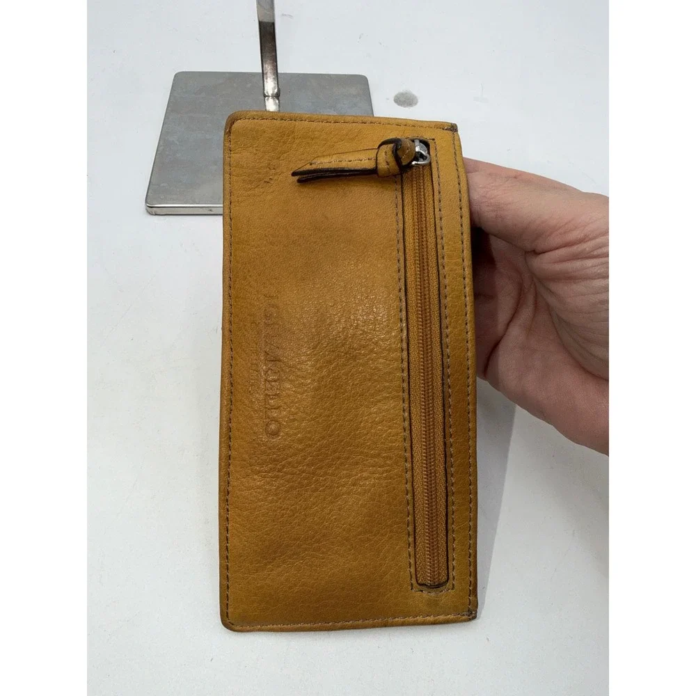 Tignanello Vintage Leather Slim Card Case Wallet Zipper Pocket and ID Window